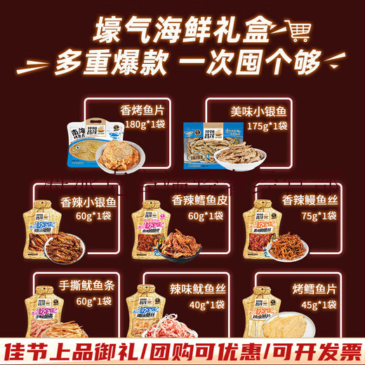 昌茂海鲜零食礼盒695g海南特产三亚鱼类即食小吃年货节送长辈朋友礼物 【礼盒】海鲜零食组合695g