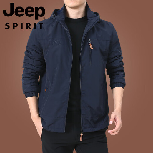 Jeep Spirit Outdoor Men's Jacket Autumn and Winter 2025 Nuevo ropa de otoño para hombres de mediana edad más chaqueta de vellón primavera y otoño grueso 9898 estilo azul oscuro más lana 5xl