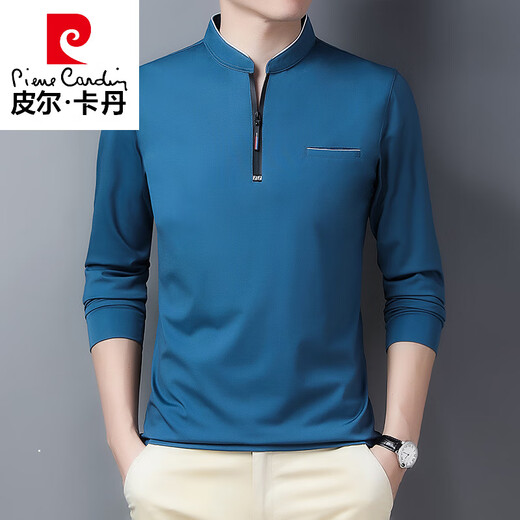 
Pierre cardin young men's long-sleeved T-shirt 2025 autumn new trendy loose top casual stand collar sweatshirt men's clothing 6625 deep blue M [90-110Jin [Jin equals 0.5 kg]]