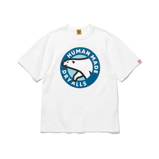 
Spot HUMAN0 Japanese summer heavyweight bamboo cotton polar bear printed short-sleeved T-shirt Japanese short tee white 3881 S