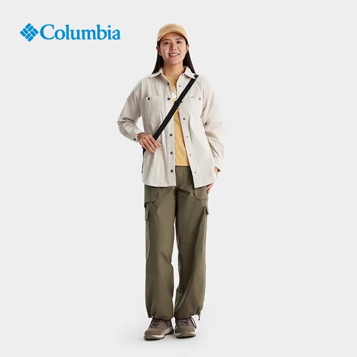 Columbia哥伦比亚衬衫女2025春夏新品户外翻领通勤休闲简约长袖衬衫AR9898 278 /米白色 M/160/84A