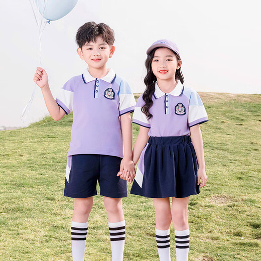 Chaomengcheng Primary School Uniforms Summer Children's Short-Sleeve Class Uniform Set Performance Clothes Kindergarten Clothes Summer Clothes Graduation Photo Customized 6623 Red Women's Set 100 Recommended height 90cm