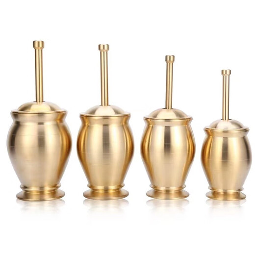Chengfeng pure copper mashing jar, pestle, medicine cup, mortar, mortar, mortar, mortar, brass cup, masher, garlic paste grinder, solid brass mashing jar, medium size