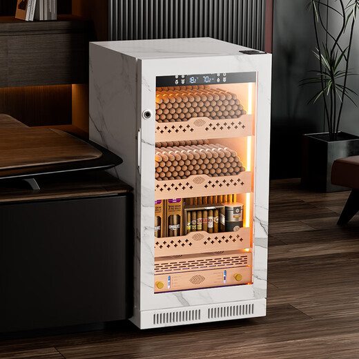 CIGARLOONG CL-188C2 cigar cabinet, precise constant temperature and humidity, fingerprint lock, compressor cabinet, natural cedar wood inner tank, WiFi intelligent control constant humidity cabinet, water ion ammonia removal, household smoke cabinet, 22C Yashi white cedar wood inner tank