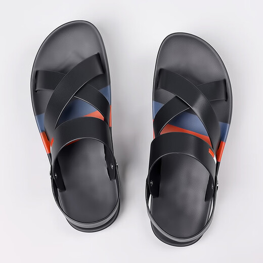 Goldlion sandals men's summer 2025 new fashionable soft-soled beach shoes men wear waterproof and non-slip sandals on the outside to drive two-piece black 9793 38