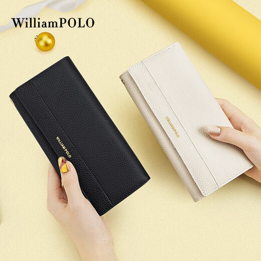 WILLIAMPOLO Wallet Women's Long 2025 New Genuine Leather Clutch Large Capacity Multi-Card Slot Card Bag Chinese Valentine's Day Gift White Gift Box Packaging