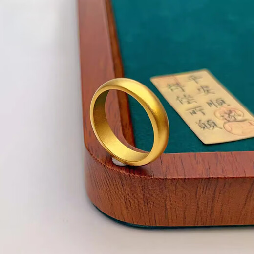 Fat Donglai's same style 18K gold plain ring, Hong Kong duty-free 999 ancient method 18k ring for male and female couples, plain ring, wide face, No. 7