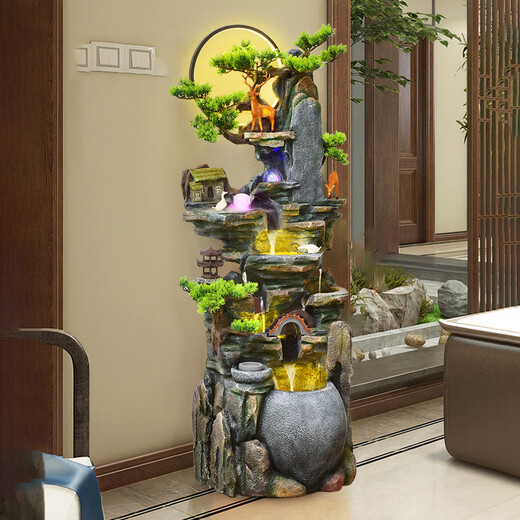 Pangdonglai Qualität großflächiger Bodenstockstockfließung Wasserbrunnen Ornamente Wohnzimmer Cash Feng Shui Rad Luftfeuchter Gaoshanxu 9902s klein 70 cm