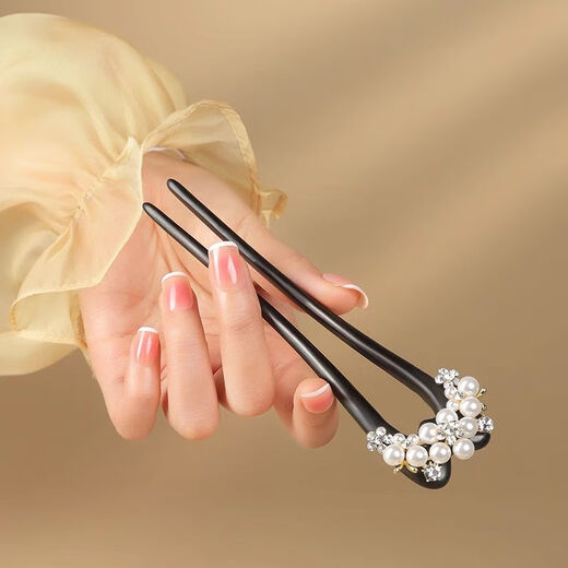 Zhuishi sandalwood pearl U-shaped hairpin 2025 new high-end hairpin Chinese style ancient style women's hairpin Mid-Autumn Festival gift