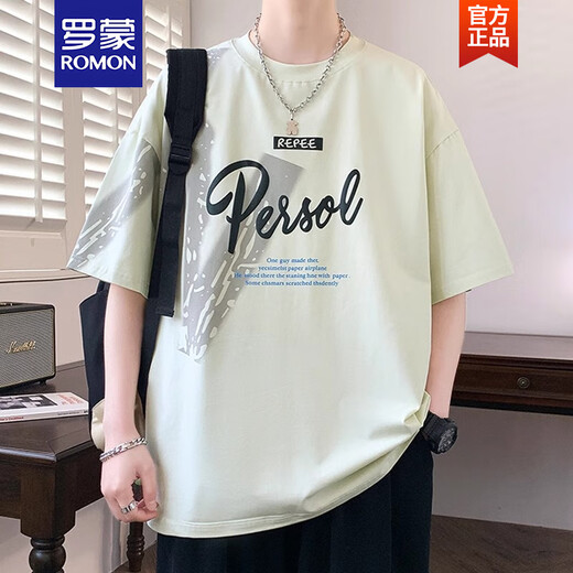 罗蒙（ROMON）2025新款青少年短袖t恤男夏季高初中学生帅气大童夏装上衣服 693黑色 2XL 约145-165斤可穿