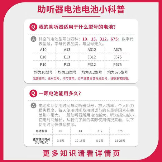 Ting Factory hearing aid special battery e312/675/13 imported large capacity accessories (1 board 10 pieces) large capacity long-lasting and durable red card A312 model