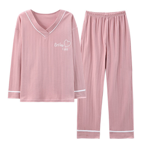 Les pyjamas de printemps et d'automne des haricots rouges pour femmes, la version coréenne en coton pur peut être portée sur les manches longues extérieures de grande taille de grande taille d'automne d'été et d'hiver jaune brillant GXT9922 CODE COLOR M (RECOMMANDE 75-95JIN [Jin est égal à 0,5 kg]))