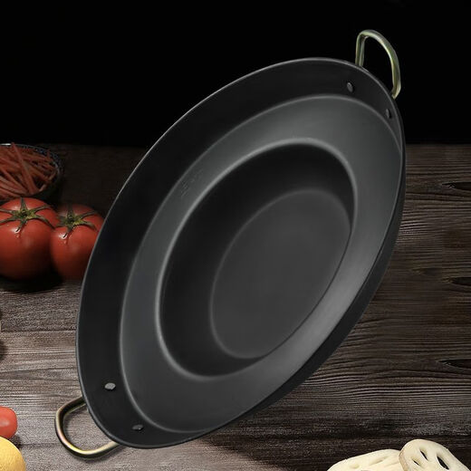 Thickened frying pan for household and commercial use, multi-functional stall-shabu-shabu-baking all-in-one flat-bottomed non-stick tofu fried potato frying pan, Yuye thickened version, bottom diameter 20cm, 45cm, single frying pan