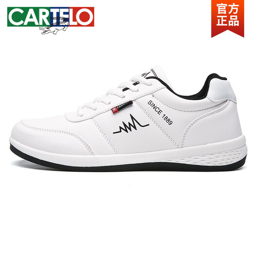 卡帝乐鳄鱼（CARTELO）老北京布鞋男鞋夏季透气男士休闲皮鞋防水板鞋子皮面潮流运动鞋男 黑金6636-帆布鞋 41