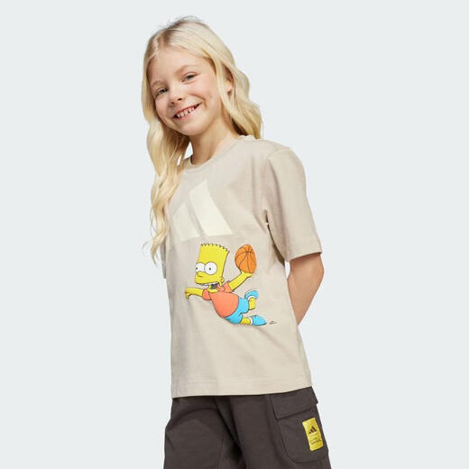 
Adidas boys summer quick-drying casual two-piece set loose shorts round neck stretch waist Simpson children's sports suit JL9196 140