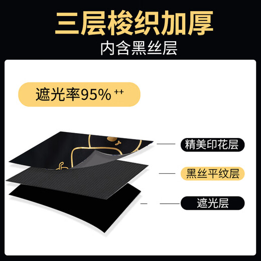 
Yunjin dormitory blackout bed curtains are laid on the upper bunk bed curtains, thick cloth curtains, black curtains, single bed curtains, stay up late, bear gold/1 piece curtains, 200cm*120cm, lower bunk