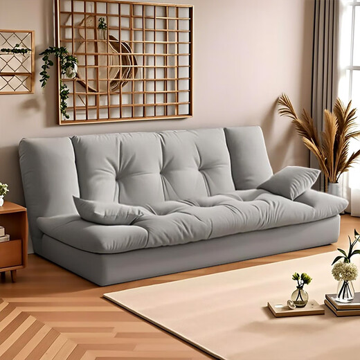 Churong Technology Velvet Cloud Sofa Dual-Purpose Foldable Lazy Fabric Sofa Bed S306 Cat Claw Leather Gray 1.8 Meters