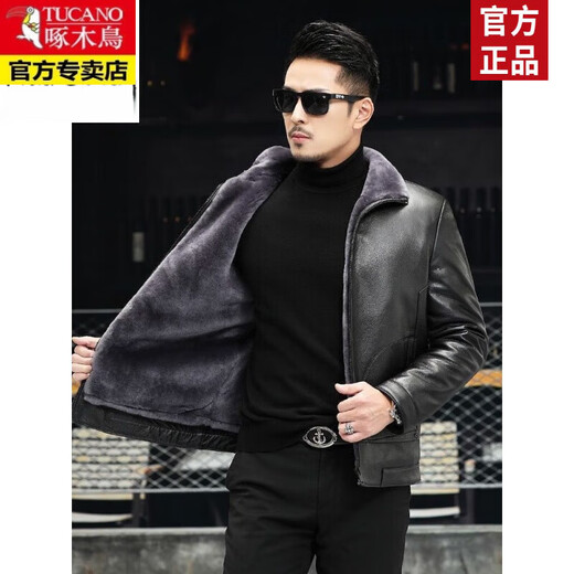 啄木鸟（TUCANO）海宁真皮皮衣水貂绒内胆绵羊皮派克服男士貂皮大衣男皮草外套冬厚 红棕色 M 165码-100-115斤