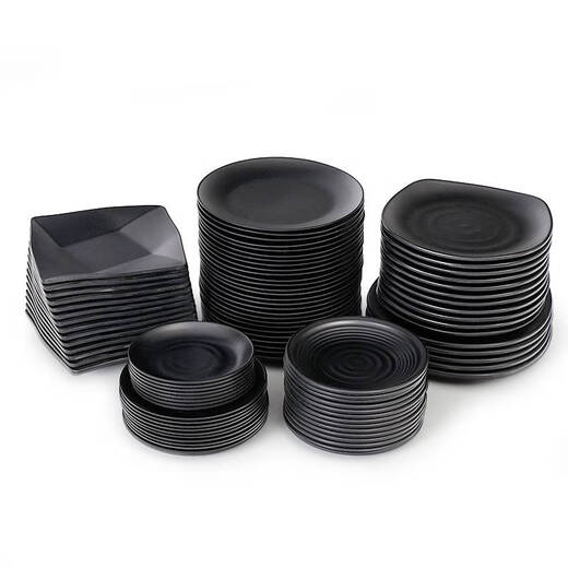 Middle shopkeeper melamine tableware black plate round commercial dining plate hot pot dish barbecue plate barbecue plate barbecue plate ljp1098 10 packs