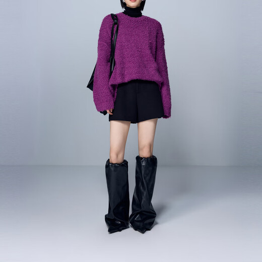 Tricolor Sheep Wool 2025 Winter New Double-sided Wool Casual Pants Shorts Boot Pants Women Black L 165/72A