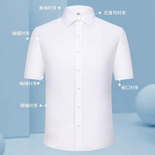 CEO雅戈尔短袖衬衫男夏季商务职业正装中青年时尚休闲翻领开衫打底男 DX6628款 44