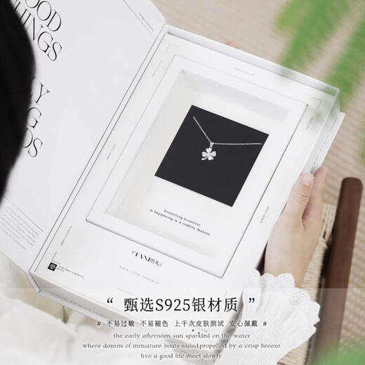 Taname good luck always lies in the necklace tower gift four-leaf clover necklace niche design clavicle chain birthday gift for girls 999 pure silver full gift box