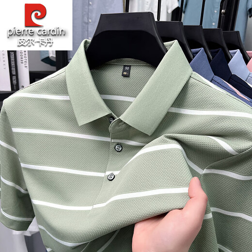 
Pier Cardin 100% pure cotton short-sleeved T-shirt for men 2025 summer new striped middle-aged men casual versatile polo. Shirt for men 15100-dark blue 3XL 185 suggestions 175-185Jin [Jin equals 0.5 kg]