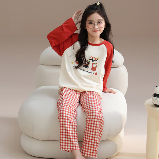 Marienza Pajamas Pajamas Girls Spring and Autumn Cotton Pure mangas largas 2025 Nuevo estilo para ropa al aire libre.