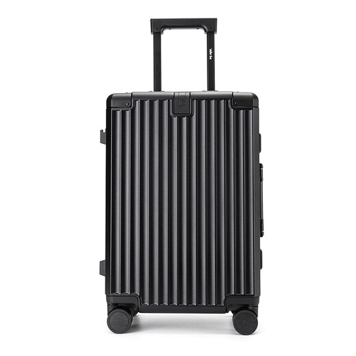 Walker Shop Luggage Aluminum Frame Trolley Case Women's New Men's Suitcase Universal Wheel Boarding Durable Leather Case Black 26 Inches
