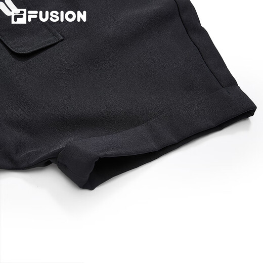 Fila Fusion Fila Fila Trendy Brand Woven Jumpsuits Women Fashion Shirt Collar Collar Sortas Shorts Dark Black-Bk S 160/80a/S