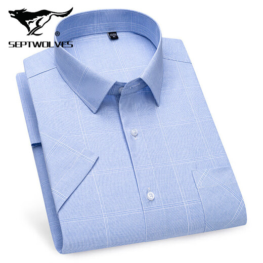 Sieben Wolfs 2025 Sommer Herren-No-Lösungs-Kurzarm-Shirt mit mittleren Altersgeschäften Middel Kleidung Fashion Comfort High-End-Baumwoll-Shirt DX6629 42
