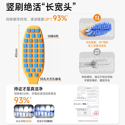 Yang Elf German imported PeDex soft-bristle toothbrush long and wide head adult men and women double pack - orange