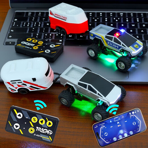 Tesla Bigfoot Car Boy RC Fernbedienungs-Legierung Mini Off-Road Pickup Pickup Model Kinderdesktop Spielzeugauto Dual Control Mobile Mobiltelefon 4-Rad-Stoßdämpfer Tesla Bigfoot Car-Standard-Schraubendreher