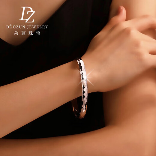 Duozun pt950 platinum bracelet for women genuine platinum flash solid platinum rhombus mirror bracelet birthday gift new style inner diameter 61m weight about 51-53g thick about 6.4mm