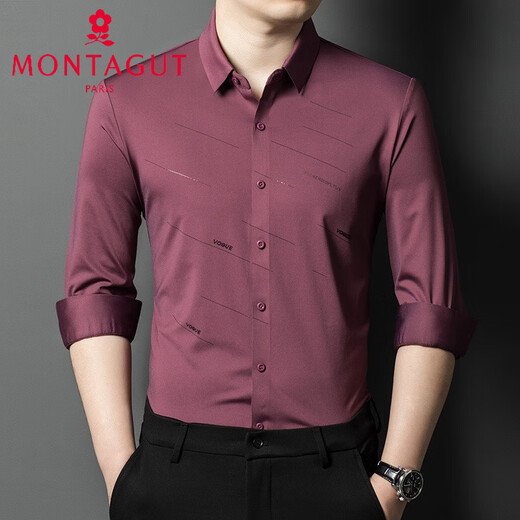 Mengtejiao Offre d'âge moyen et jeune chemise sans trace sans homme 2025 Spring and Automne Business d'estampage chaud de haute qualité