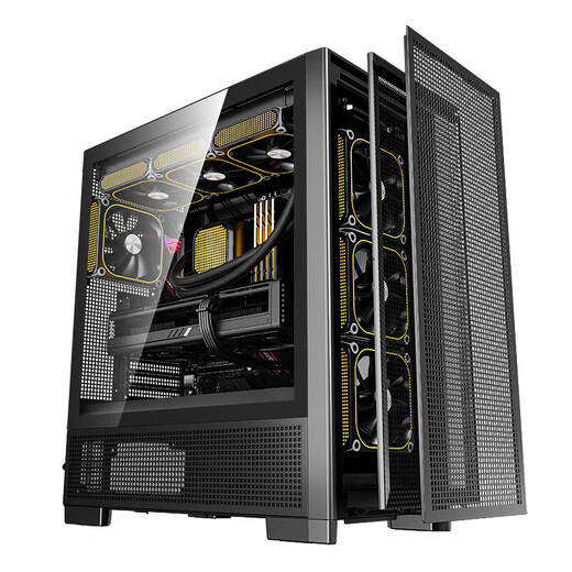 Patriot Fuyao Baili computer case desktop ATX large board 360 water-cooled mesh cooling e-sports gaming desktop host case black + Aurora 4 positive leaf + Bingpo SX360