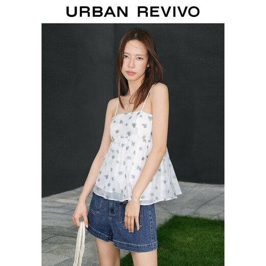 UR2025夏季新款女装时尚休闲双口袋装饰牛仔短裤UYY850133 蓝色 29