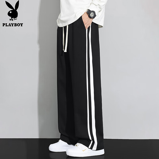 Playboy (PLAYBOY) pants men's straight casual pants men's sports pants autumn and winter high-end loose wide-leg trousers