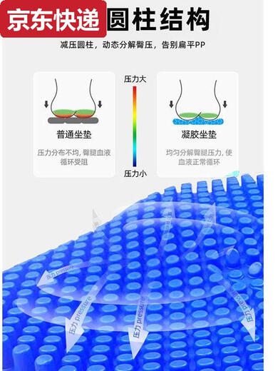 Qilicai Automobile cushion lumbar comfort breathable back cushion four seasons universal support spine silicone soft seat cushion large blue about 47*44cm-ice Q-sensing Q-sensing 9923A