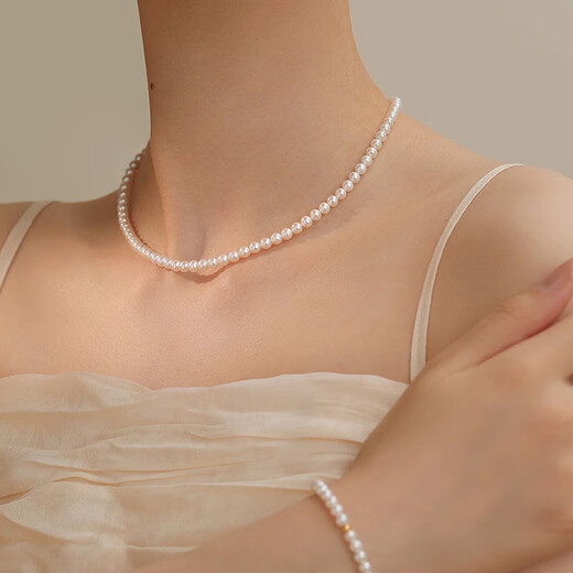 Qi Xiaomi Shijia Pearl Necklace Women's Clavicle Chain 2025 New Popular Imitation Pearl Necklace Xiaomi Beads High-end Light Luxury Xiaomi Bead Necklace