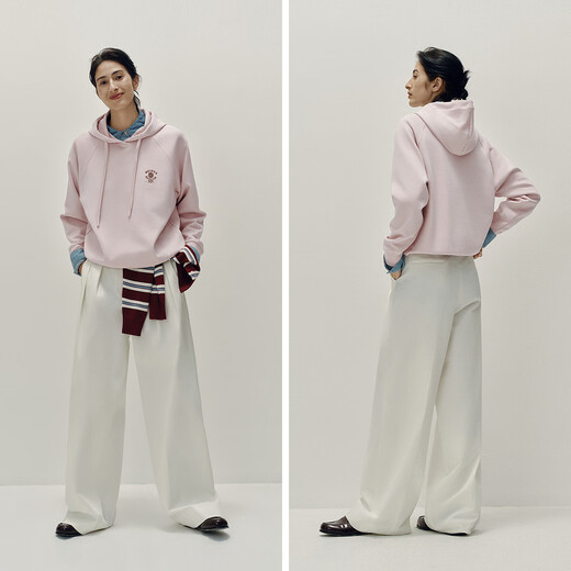 Semir Sensoft Cotton|Plum Blossom Series Sweater Women's Loose Raglan Sleeve Autumn Hooded Embroidered Pullover 101524116006