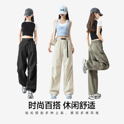 回力（Warrior）机能工装伞兵裤女2025夏季潮流户外登山徒步运动休闲通勤两穿长裤