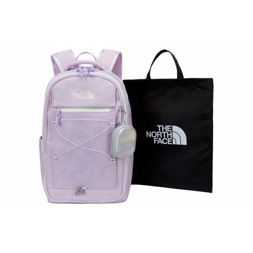 Das North Face Front -Logo bedruckte Nylon Schoolbag Rucksack Rucksack Männer und Frauen gleiche Stil Paare grau lila grauer Lilac