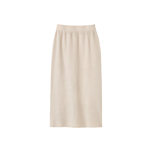 MUJI Women's Milano Ribbed Woven Skirt Long Skirt Women's Fall 25 Women's Clothing BA1QNA5A Off-White L (165/70A)