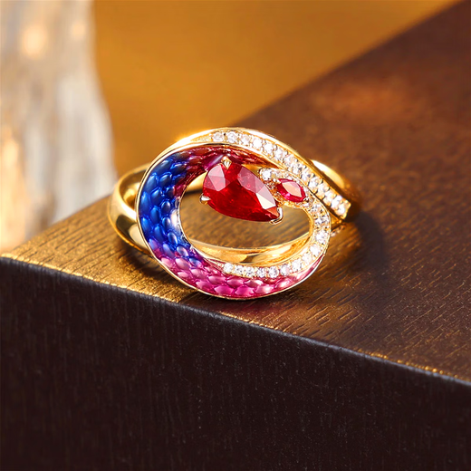 HEEKAIYI 18k Ruby Ring Women's Diamond Ring Luxury Jewelry Chinese Valentine's Day Birthday Gift for Wife and Girlfriend <Lifetime Warranty> R0.56ct-D0.218ct-G4.08g