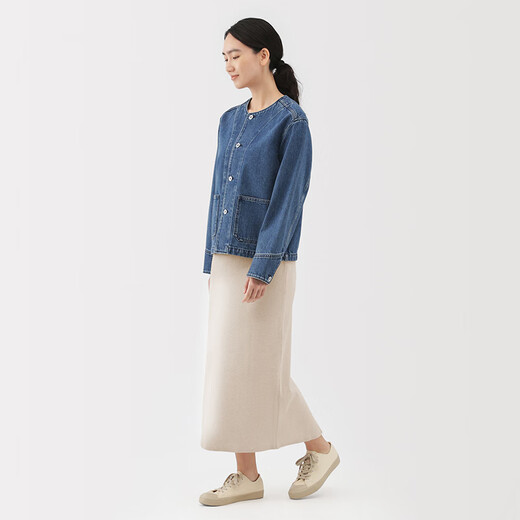MUJI Women's Milano Ribbed Woven Skirt Long Skirt Women's Fall 25 Women's Clothing BA1QNA5A Off-White L (165/70A)