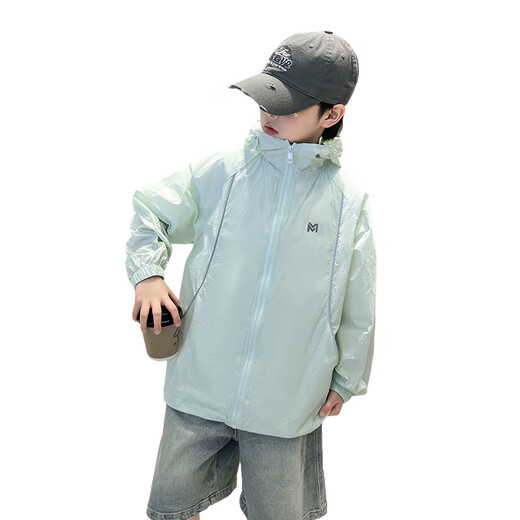 Boys' Summer Thin Sun Protection Clothing Jacket 2025 New Big Children's Summer Sun Protection Clothing Top Handsome Boys Trendy Green 160 cm