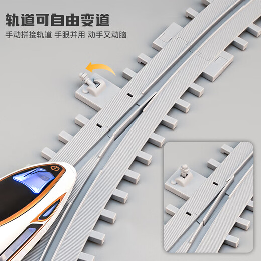 砚玺高铁玩具火车复兴号合金儿童遥控玩具车男孩带轨道仿真动车模型 【遥控款】复兴号三节【白色】 套餐一-双通道椭圆轨道(可变道)