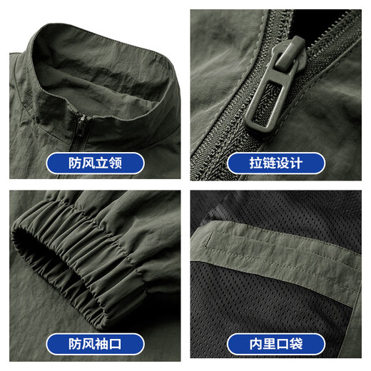 JEANSWEST Jacket Men's Autumn Casual Loose Outdoor Sports Water-Repellent Wear-Resistant Breathable Commuting Workwear Stand-up Collar Jacket for Men