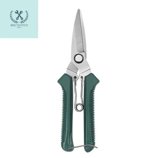 LNGA LANDGRE powerful electrician scissors, industrial grade iron scissors, household multifunctional keel trunking cable shears, fruit picking scissors, multifunctional upgraded version of industrial scissors with green handle (without saw, 1 set)
